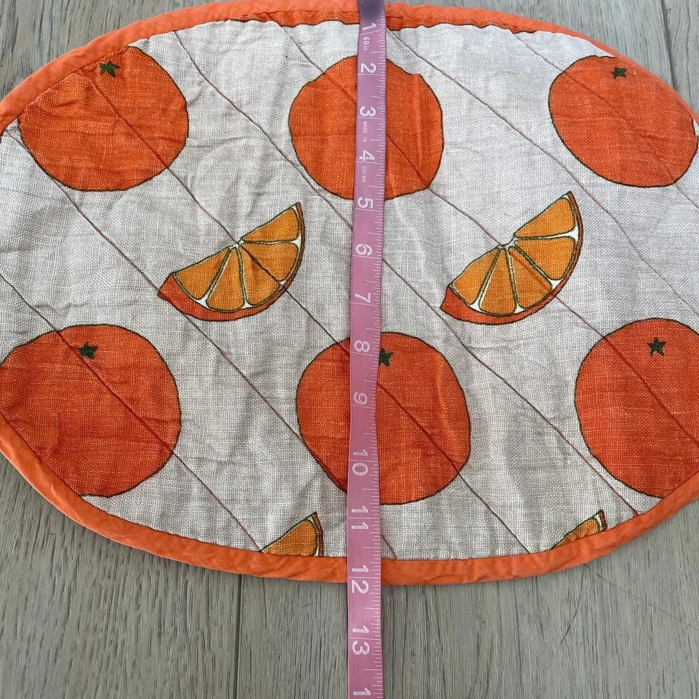 Quilted Reversible Oval Placemats Set Of 4 Fruit Floral Garden Cotton Multicolor